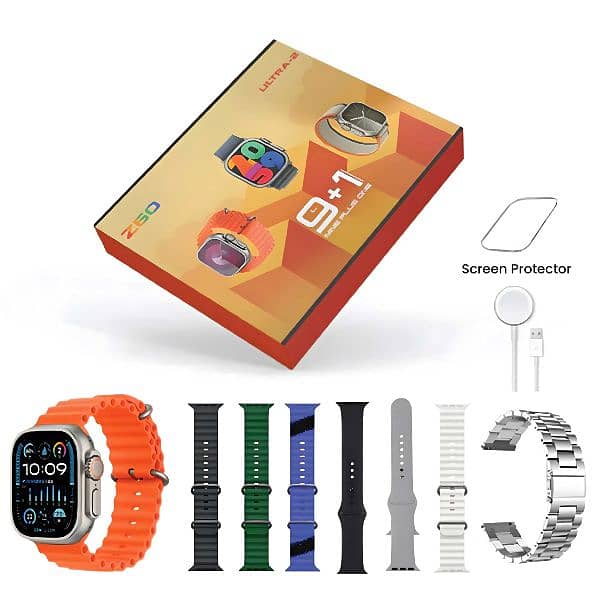 Z60 Ultra-2 Big Display 49mm 8 Strap+Screen Protector Smartwatch 9+1 1