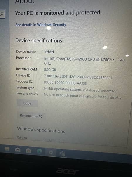 acer laptop 8gb ram 128gb ssd 4