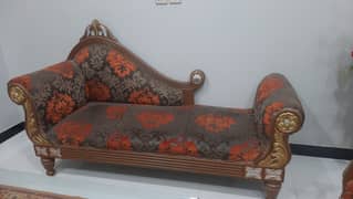 chiniot wood 3 seater dewan and 2 bedroom chairswith table