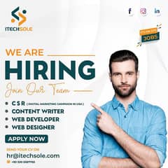 We are Hiring content writer, CSR, Web Developer and Web Designer