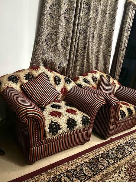 7 Seater Sofa Set for Sale with 2 wooden Tables Moltyfoam Cushion 0
