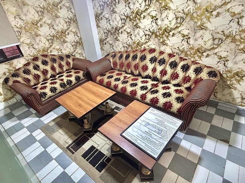 7 Seater Sofa Set for Sale with 2 wooden Tables Moltyfoam Cushion 5