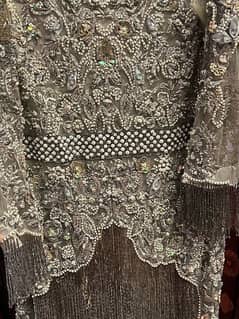 Beautiful grey dress embulshed with work of tussles , dabka and stones 0