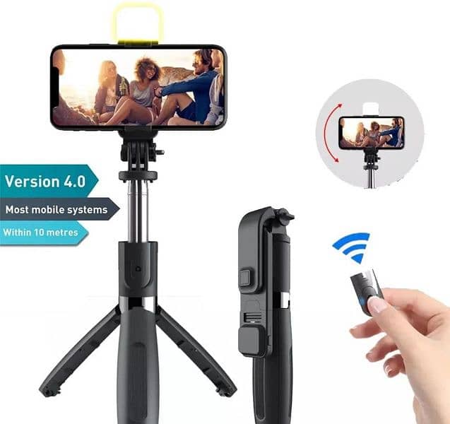 Selfie Stick with LED Light Mini Tripod 0