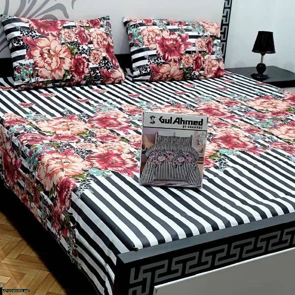 Crystal Cotton 3 Pcs Bedsheets (Premium quality) 5