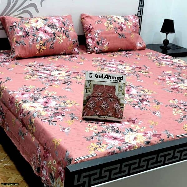 Crystal Cotton 3 Pcs Bedsheets (Premium quality) 8