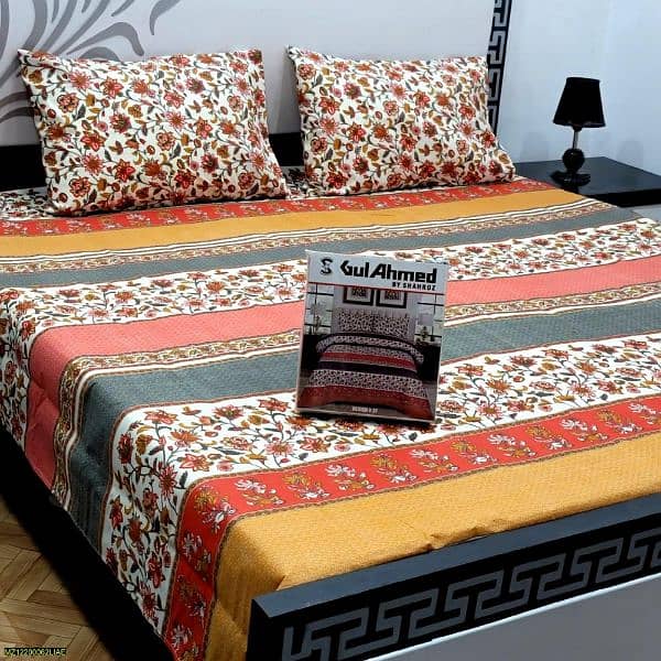 Crystal Cotton 3 Pcs Bedsheets (Premium quality) 9