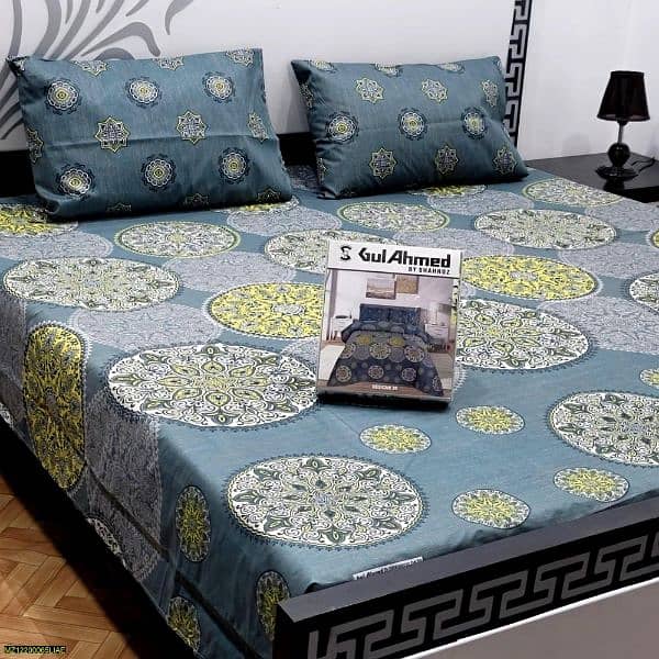 Crystal Cotton 3 Pcs Bedsheets (Premium quality) 11