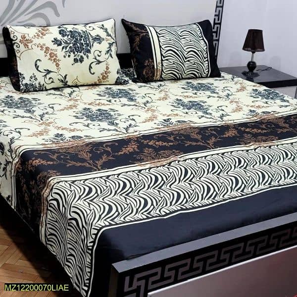 Crystal Cotton 3 Pcs Bedsheets (Premium quality) 13