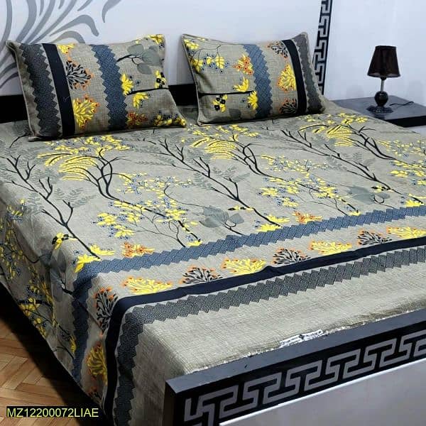 Crystal Cotton 3 Pcs Bedsheets (Premium quality) 14