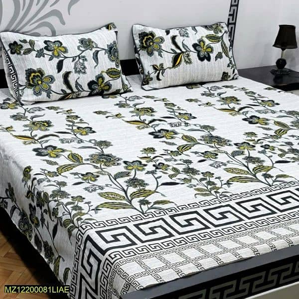 Crystal Cotton 3 Pcs Bedsheets (Premium quality) 17