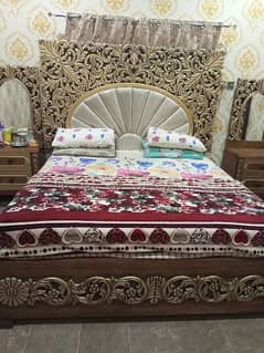 King size bed with spring mattress, 2 side tables and dressing table