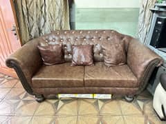 7 Seater Leather made Sofa Set with Cushions High Quality Durable Wood