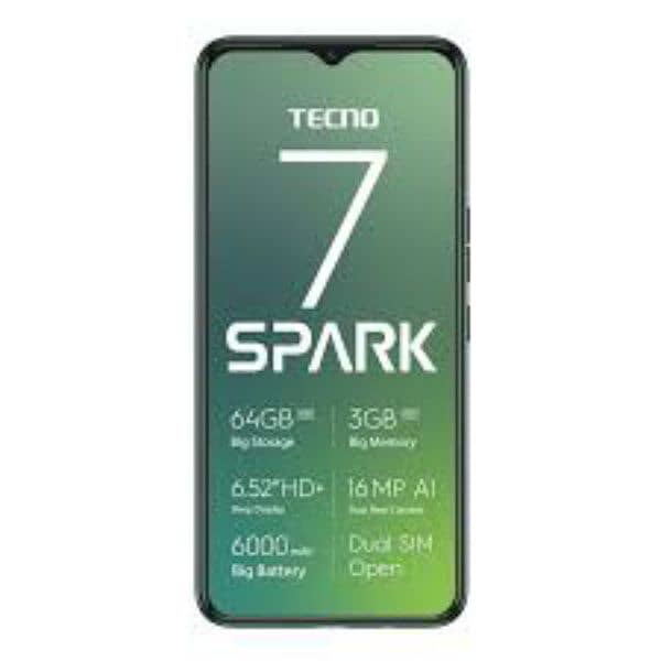Tecno Spark 7 for sell 4/64 all ok 10 by 10 Condition 2