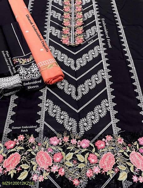 3pcs unstitched lawn embroidered suit 3