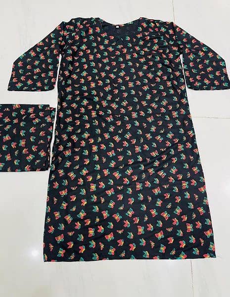 Pcs Women's Stitched Linen printed suit 1