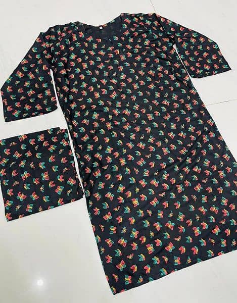 Pcs Women's Stitched Linen printed suit 4