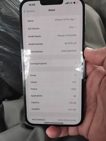 iphone 13 pro max LLA Model  PTA Approved 128 GB 2