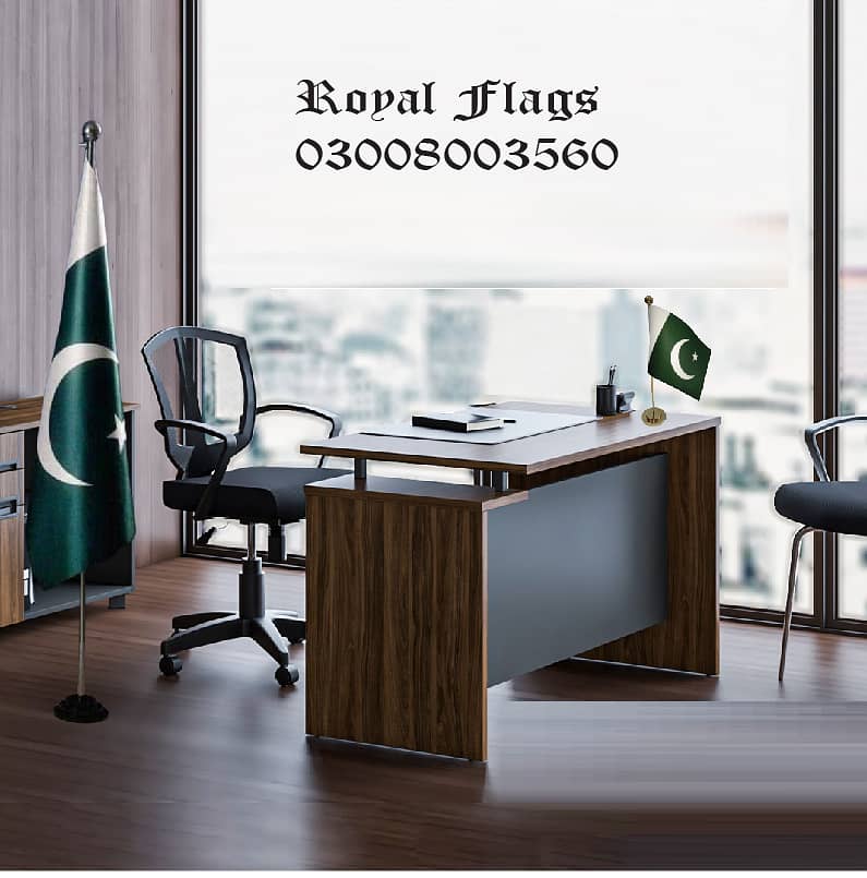 Indoor Pakistan Flag with floor stand | Logo Table Flag | Outdoor Flag 1