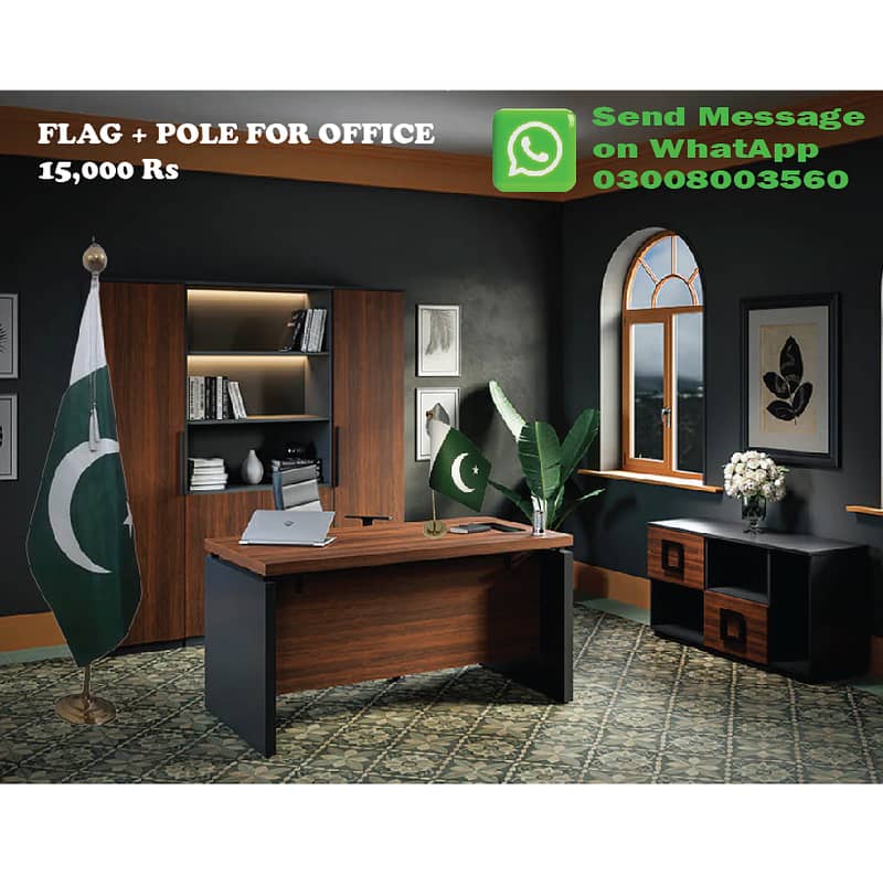 Indoor Pakistan Flag with floor stand | Logo Table Flag | Outdoor Flag 6