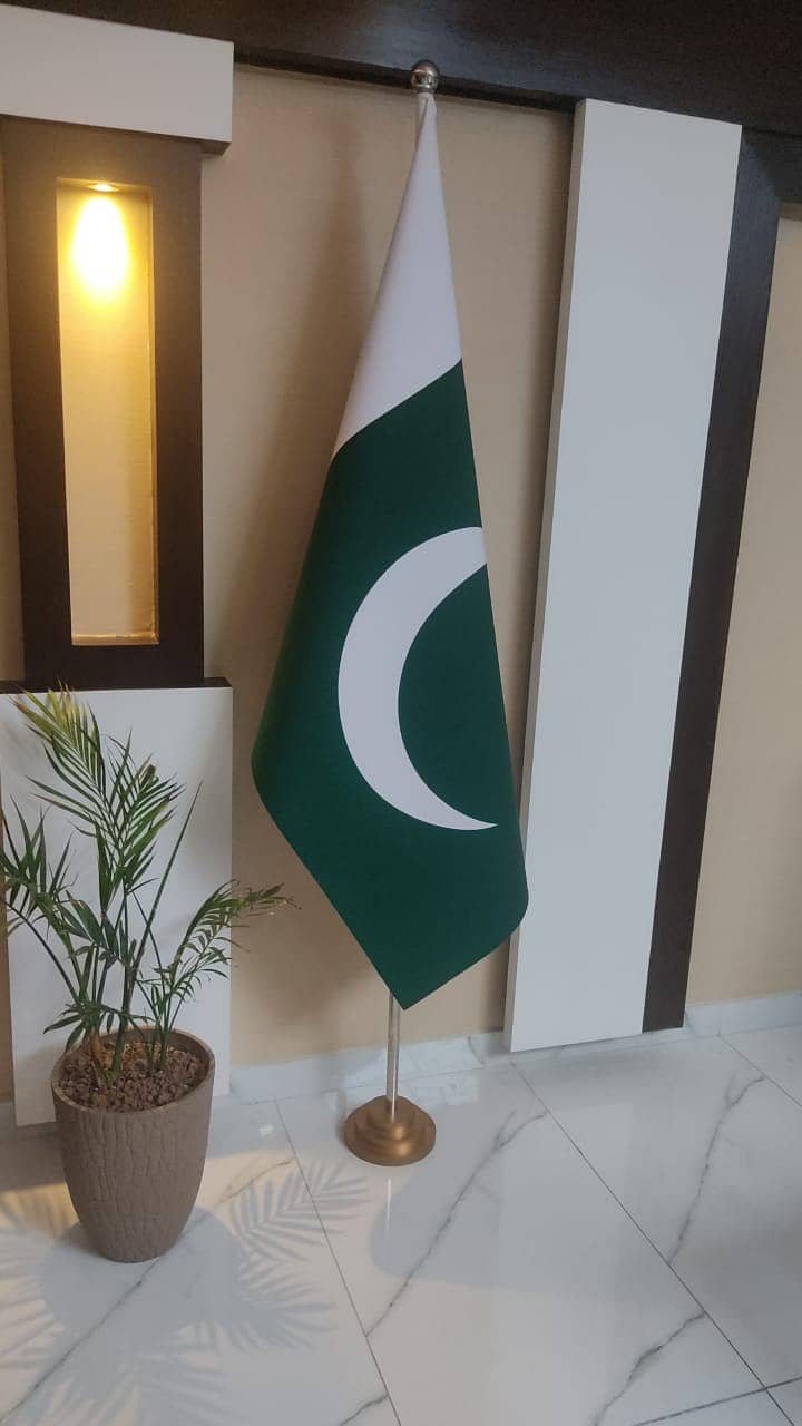 Indoor Pakistan Flag with floor stand | Logo Table Flag | Outdoor Flag 10