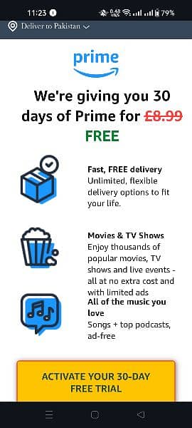 Amazon Prime free offer for 1 month 0