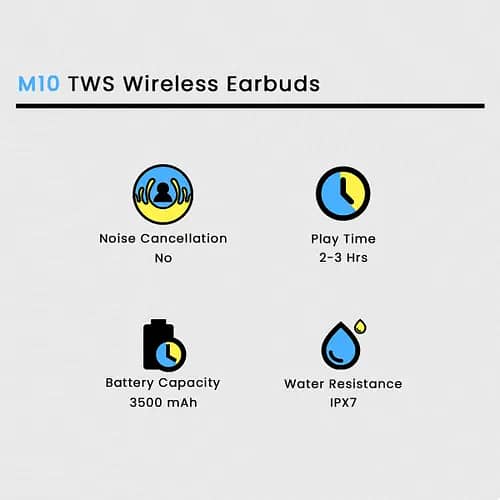 M10 TWS Wireless Bluetooth Earbuds 3