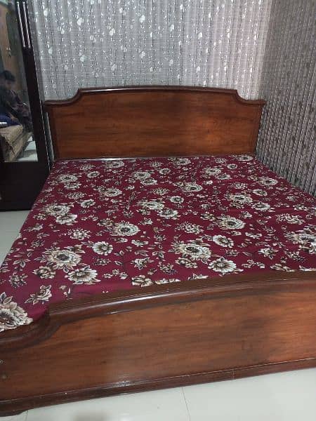 wooden bed king size with mattress 1