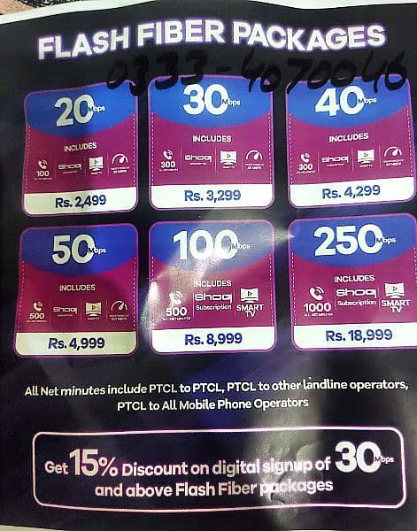 Contact 03334070046 for PTCL Flash Fiber New Connection 3