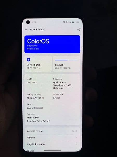 Oppo F21 Pro 4G Without box (only phone + Charger) 8