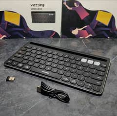 Victsing 2 in 1 Wireless 2.4ghz and 2 Bluetooth Rechargeable Keyboard.