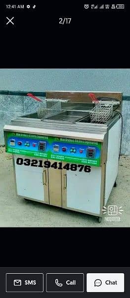 double deep fryer with sizzling, cooking range 9