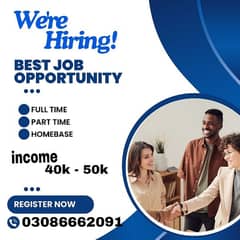 part time , full time and home base jobs available