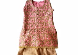 Pink and golden garara for kids to wear on wedding ,party,Eid,festival