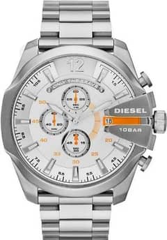 Diesel Men's DZ4328 Mega Chief Silver-Tone Stainless Steel Watch