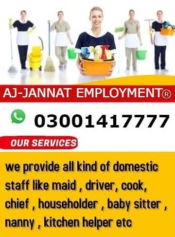 House maids , Couples ,Pakistani cook , babysitter all staff available 0