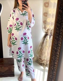 summer weather 2 piece stitched suit white fresh color