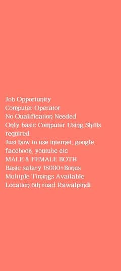 Male female staff required 0