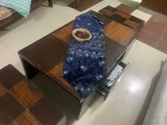 wooden center table with 2 side tables