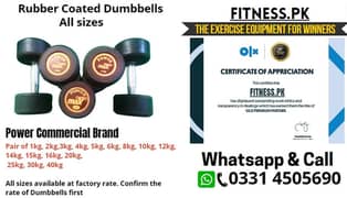 All sizes Rubber Coated Dumbbells weight Plates dumbel Bench Press