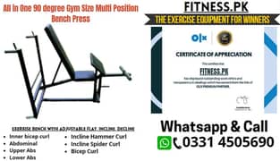 All in One 90 degree Gym Size Multi Position Bench Press dumbel plates