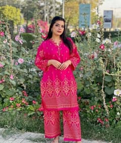 lawn 2 PC women's stiched printed suit