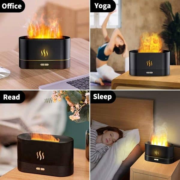 Flame Air Diffuser, Humidifier, Portable-noiseless Aroma Diffuser For 4