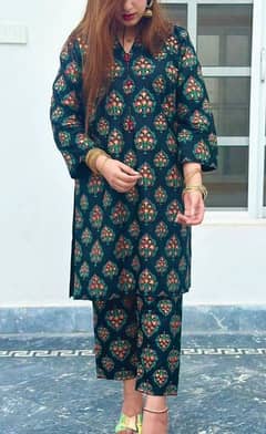 2 Pcs lawn Printed Shirt and Trousers 0