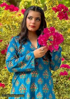 2pcs woman stitch Arabic lawn printed shirt and trouser