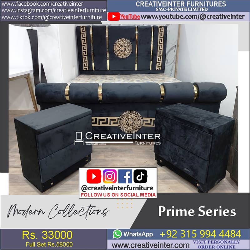 Double bed set single almari cupboard sofa cum dressing side jahez 16