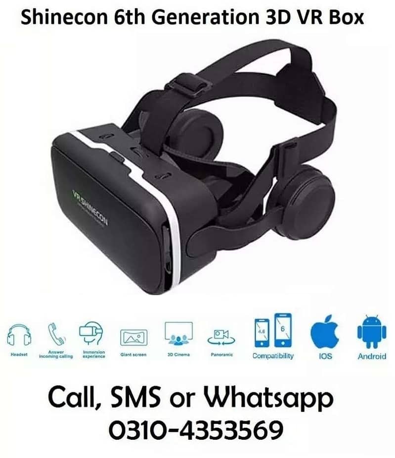 Shinecon 6th Gen / 7th Generation 3D VR Videos Glasses Box Headphones 0