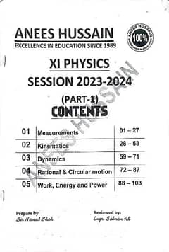 XI First year Physics Notes (Aness Hussain]