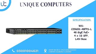 WS- C2960X-48FPS-L 48 GigE PoE+ 4 x 1G SFP, LAN Base