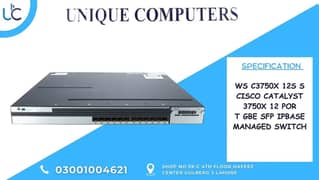 WS C3750X 12S S CISCO CATALYST 3750X 12 POR T GBE SFP IPBASE MANAGED